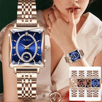 Square rose gold diamond watch for ladies by Arenzza, featuring a stylish design with sparkling diamonds on the face.