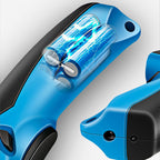 Arenzza cordless electric cloth cutting scissors in hand, designed for precise fabric cutting in clothing and accessories.