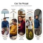 A men's solid color premium turtleneck sweater by Arenzza, featuring a close-up of the soft fabric and classic fit.