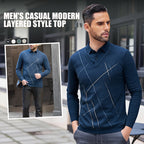 Men's casual layered style top by Arenzza, featuring modern design and comfortable fabric, shown in a close-up image.
