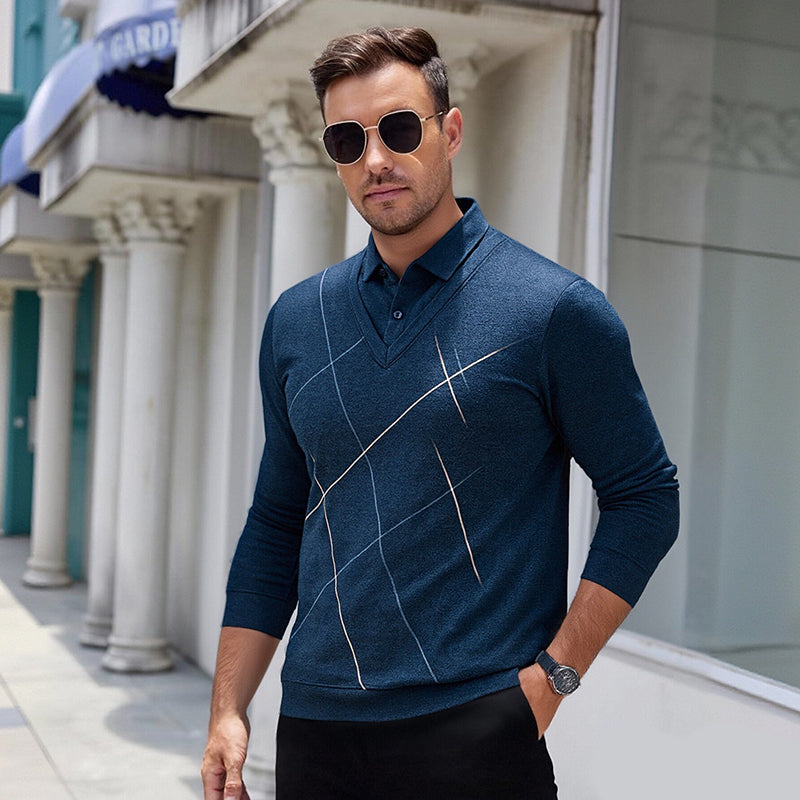 Men's casual layered style top by Arenzza featuring modern design, in a relaxed fit, with visible fabric details and a contemporary look.
