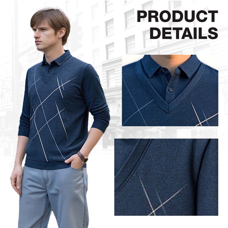 Men's casual modern layered style top by Arenzza, featuring a relaxed fit and contemporary design, shown in a front view.