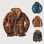 Amen's plaid quilted jacket with hood from Arenzza, featuring a warm lined interior and stylish outdoor-ready design.