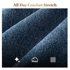 A pair of Arenzza stretch flare jeans with a high waist, showcasing a trendy fit and dark denim fabric.