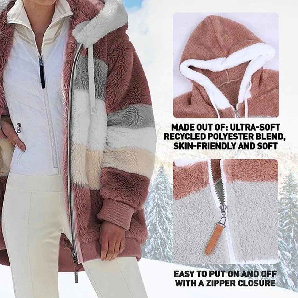 Aarenza contrasting padded winter coat with a high collar and quilted design, ideal for cold weather, in black and white.