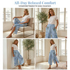 Arenzza women's floral print high-waist wide-leg pants featuring a colorful floral pattern and relaxed fit for stylish comfort.