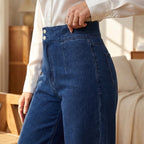A pair of women's high-waist wide-leg jeans by Arenzza, featuring a classic denim look and relaxed fit.