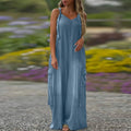 Aarenza women's loose wide-leg jumpsuit with pockets, stylish and comfortable clothing for casual wear, in a relaxed fit.
