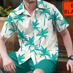 Men's tropical print shirt and shorts set by Arenzza, featuring vibrant summer vibe design and lightweight fabric.