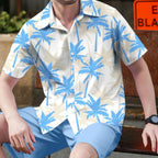 Men's tropical print shirt and shorts set by Arenzza, featuring vibrant summer vibes, perfect for warm weather and beach outings.