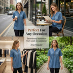 Women's breathable casual denim look top by Arenzza, featuring a relaxed fit, denim style, and comfortable fabric.