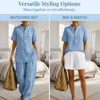 Women’s solid lounge 2-piece set by Arenzza, featuring comfortable matching top and pants in soft fabric, perfect for relaxing.