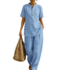 Women's solid lounge 2-piece set by Arenzza featuring comfortable matching top and pants in soft fabric.