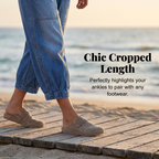 A pair of women’s loose fit cropped jeans with elastic waistband by Arenzza, showcasing casual style and relaxed fit.