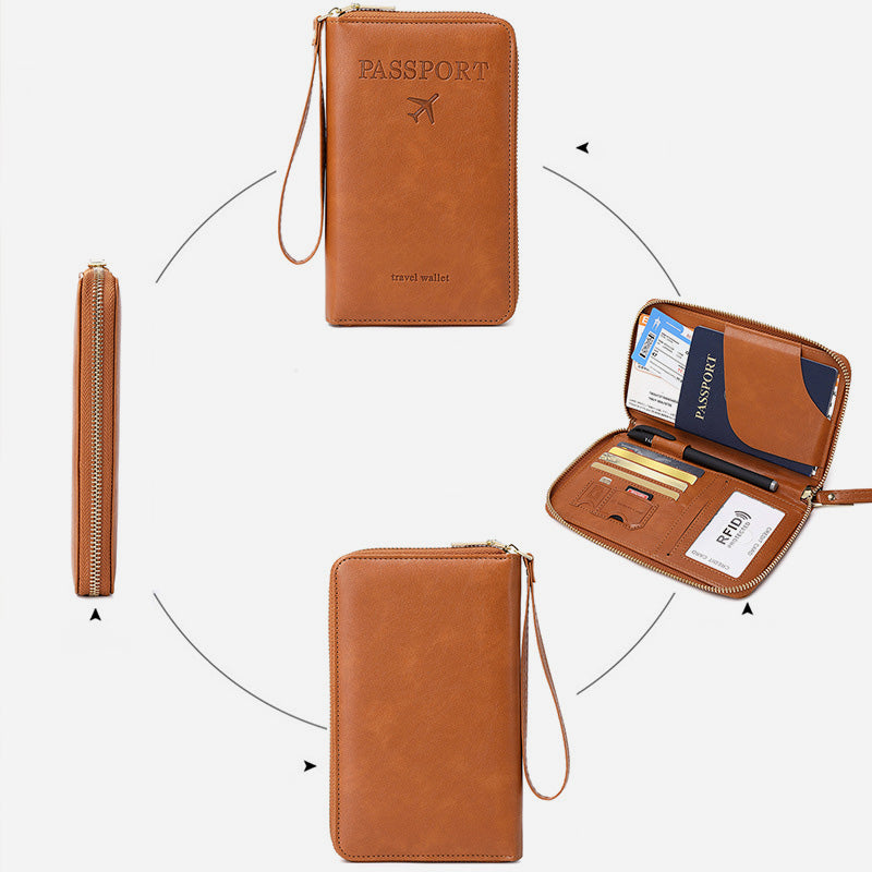 Arenzza 2026 Tourism Must RFID passport wallet with multiple compartments and sleek design for travel accessories.