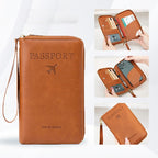 Arenzza 2026 Tourism Must RFID Passport Wallet in black with multiple compartments and a sleek design for travel security.
