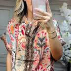 Aarenza women's printed top and wide-leg pants 2-piece clothing set, featuring vibrant patterns and comfortable fit.