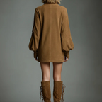 A women’s high-neck long-sleeved casual dress with pockets from Arenzza, displayed flat on a white background.