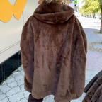 A women’s mink fur hooded zip-up coat by Arenzza, featuring plush warmth and stylish design for winter casual wear.