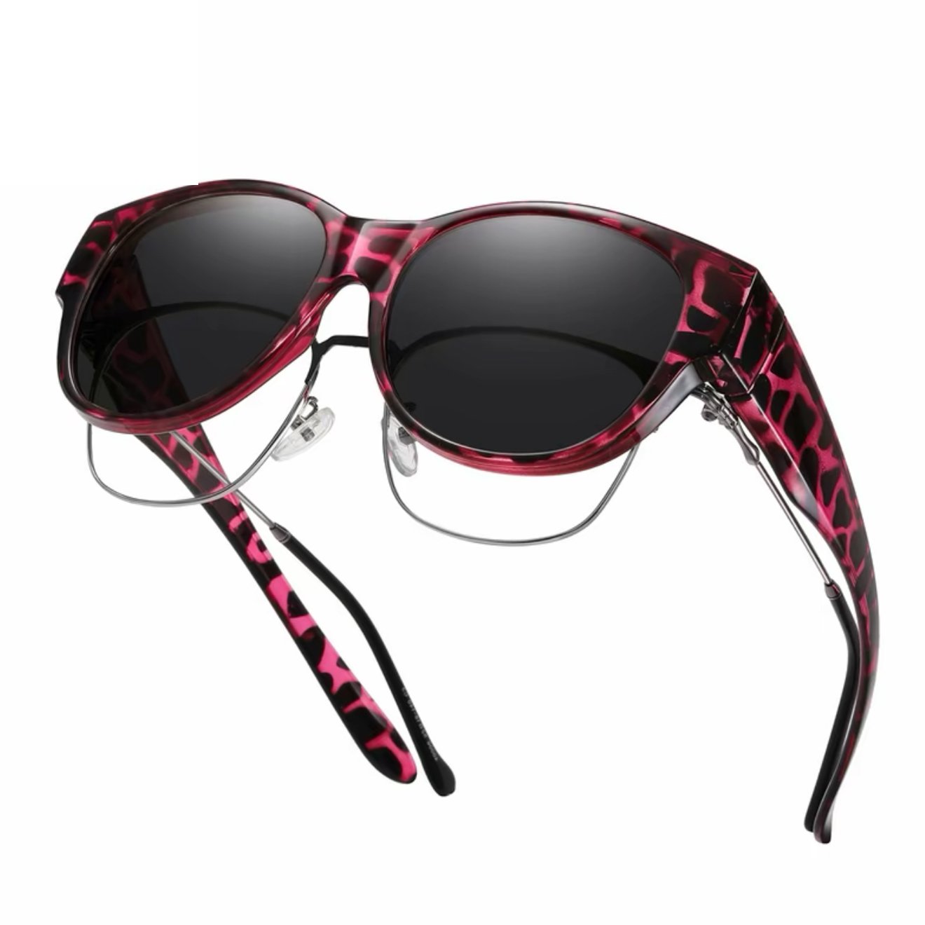 A pair of oversized cat eye sunglasses by Arenzza with polarized UV400 protection, featuring dark tinted lenses and stylish frame.