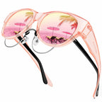A pair of oversized cat eye sunglasses by Arenzza with polarized UV400 protection, featuring bold black frames and dark lenses.