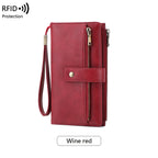 A women's leather RFID blocking wallet from Arenzza with multiple card slots and a sleek, stylish design.