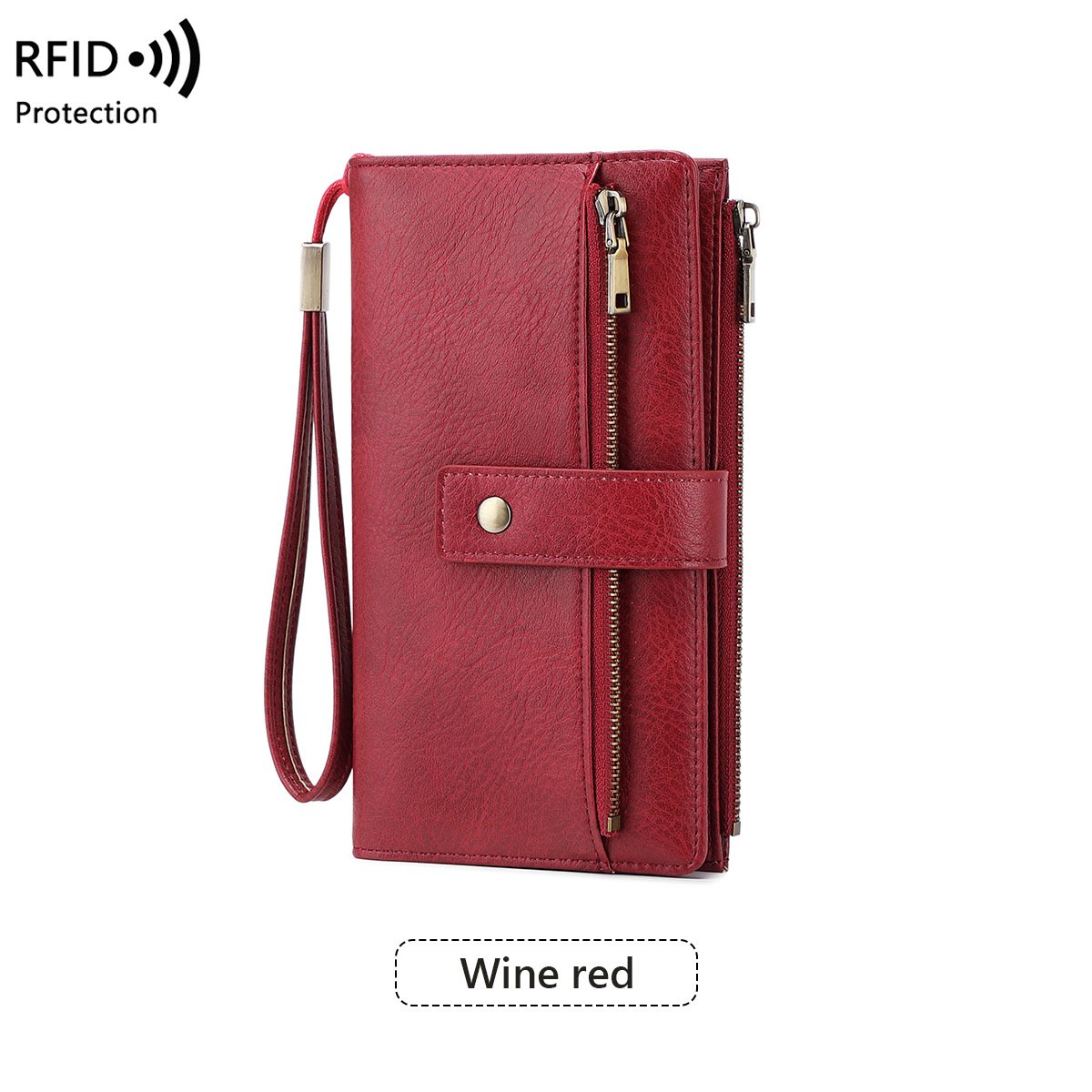 A women's leather RFID blocking wallet from Arenzza with multiple card slots and a sleek, stylish design.