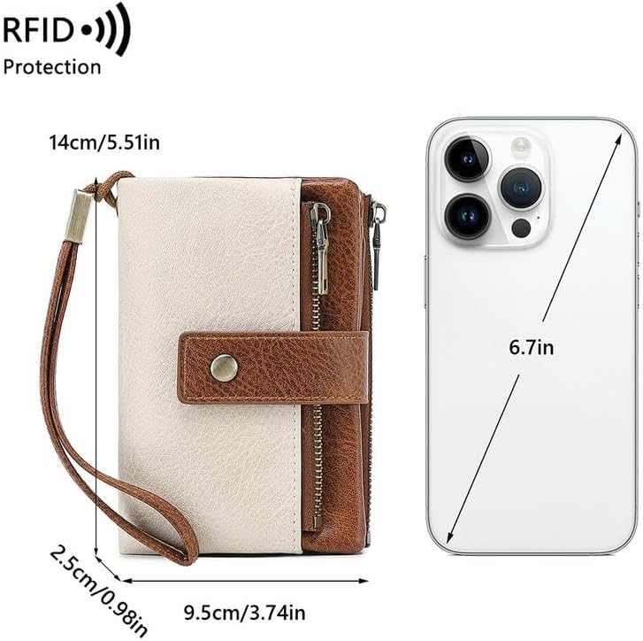 A women's RFID blocking leather wallet by Arenzza, showcasing multiple card slots and a sleek, stylish design for everyday use.