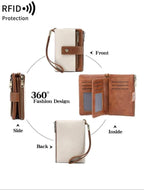 A women's RFID blocking leather wallet by Arenzza with multiple card slots and a sleek, stylish design.