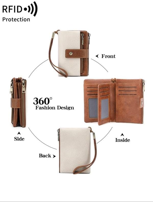 A women's RFID blocking leather wallet by Arenzza with multiple card slots and a sleek, stylish design.