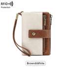 A women's RFID blocking leather wallet by Arenzza with multiple card slots and a sleek, stylish design.