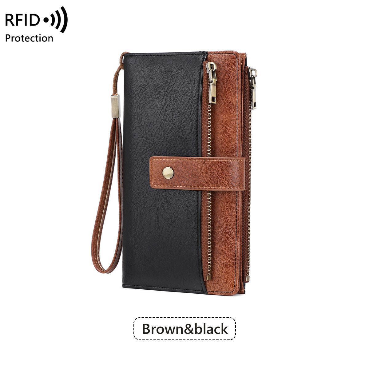 A women's RFID blocking leather wallet by Arenzza with multiple card slots and a sleek, compact design for everyday use.