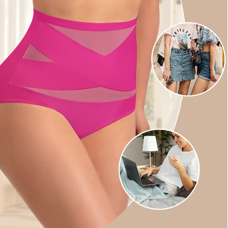 A plus-size high-waist cross tummy control panties from Arenzza, featuring a sleek design and comfortable fit.