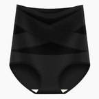 A pair of plus-size high-waist cross tummy control panties from Arenzza, featuring a seamless design and tummy-shaping fit.