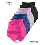 Arenzza plus-size high-waist cross tummy control panties, black, with shaping design, shown on a model in a clothing image.