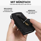 Arenzza large capacity men's wallet with multiple card slots and foldable design in black, showcasing its sleek, functional style.