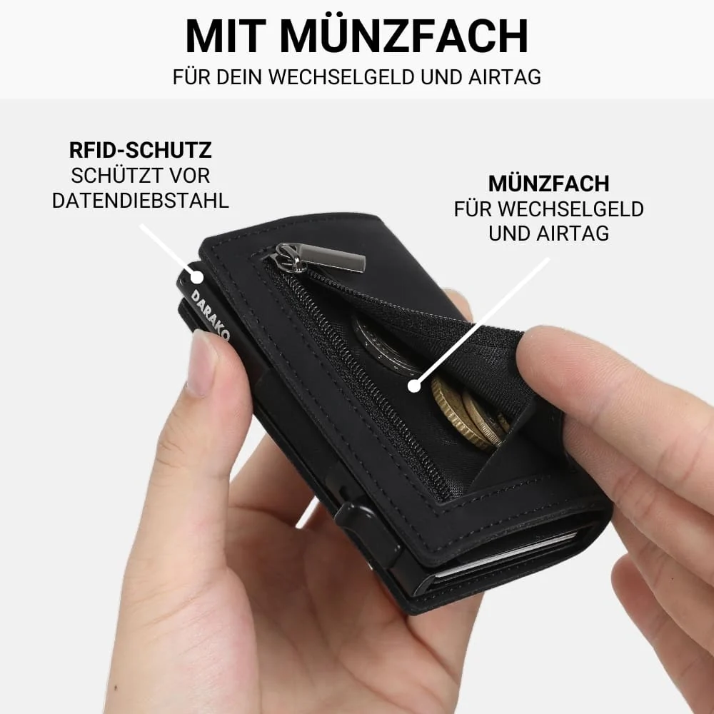 Arenzza large capacity men's wallet with multiple card slots and foldable design in black, showcasing its sleek, functional style.