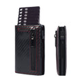 Arenzza men's large capacity black leather wallet with multiple card slots and fold-over design, perfect for business use.
