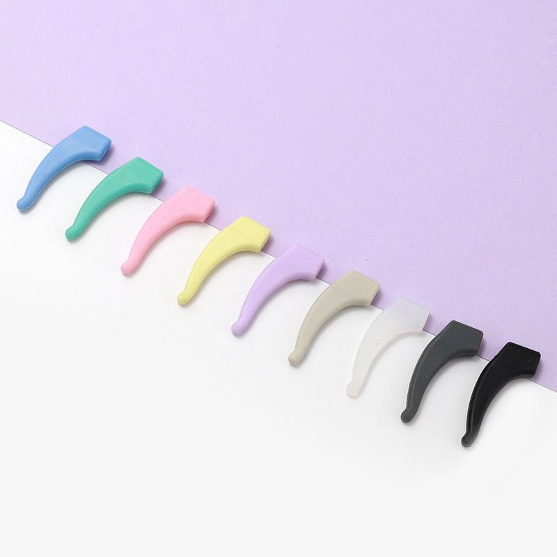 Arenzza anti-slip silicone ear hook for glasses, showing flexible silicone material attached to eyeglasses for secure fit.