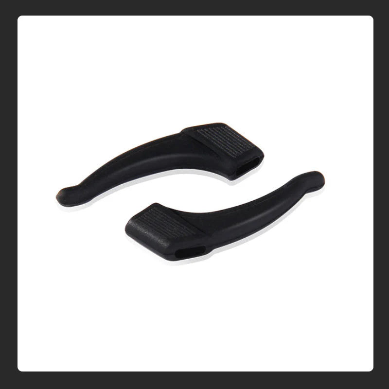 Arenzza anti-slip silicone ear hook for glasses, shown securing glasses comfortably behind the ear with a soft, flexible design.