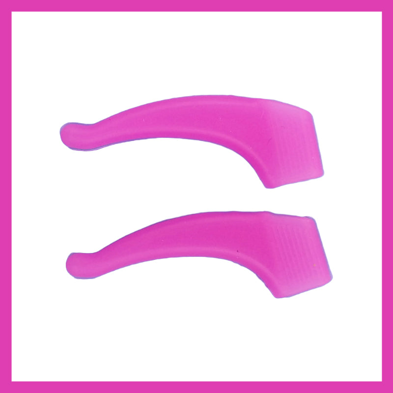 Arenzza anti-slip silicone ear hook for glasses, showing a close-up of the flexible, transparent accessory attached to eyewear.