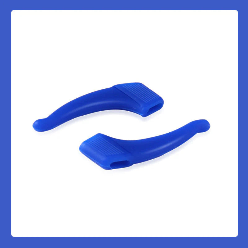 Arenzza anti-slip silicone ear hook for glasses, shown attached to eyeglasses to prevent slipping and improve comfort.