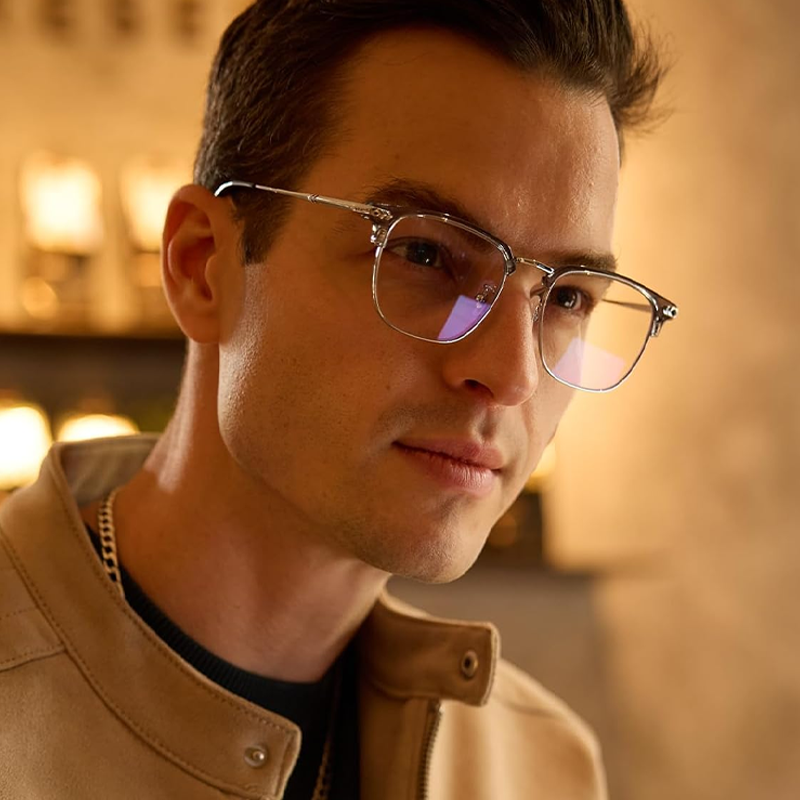 A pair of Arenzza fashion half frame eyewear with stylish, minimalist design, showcasing lightweight plastic frames and tinted lenses.