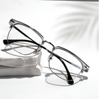 A pair of Arenzza fashion half frame eyewear with clear lenses and stylish black and gold accents, displayed on a white background.