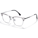 A pair of fashion half-frame eyewear by Arenzza with stylish metal accents and clear lenses, displayed on a neutral background.