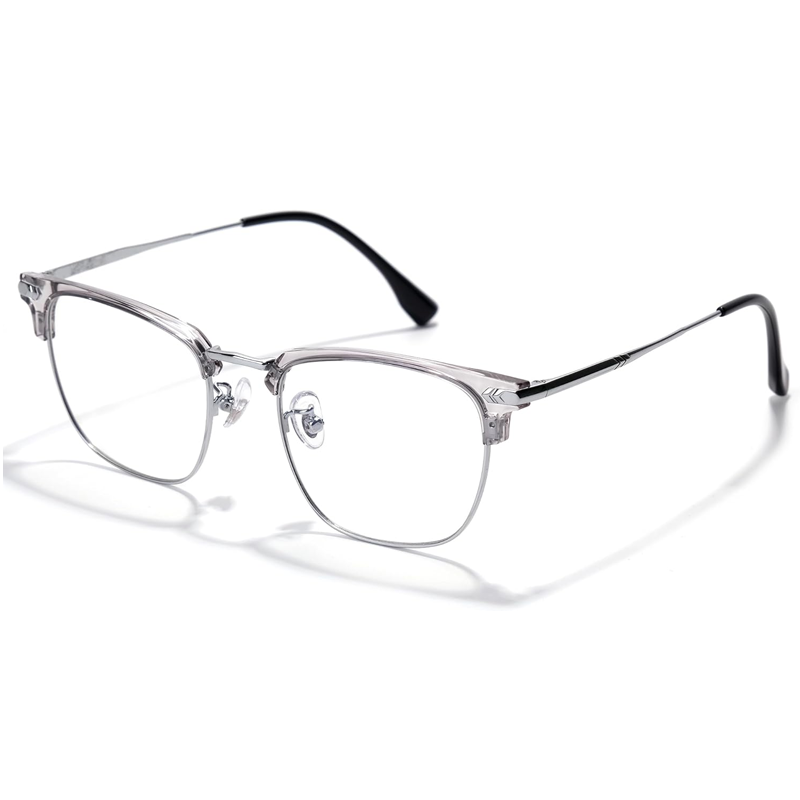 A pair of fashion half-frame eyewear by Arenzza with stylish metal accents and clear lenses, displayed on a neutral background.
