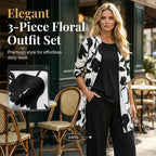 Aarenza women's casual 3-piece outfit set featuring a soft, stylish top, pants, and jacket for comfortable everyday wear.