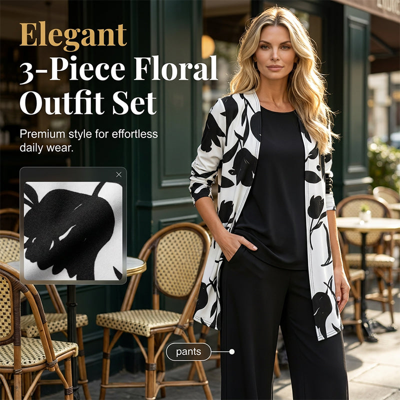 Aarenza women's casual 3-piece outfit set featuring a soft, stylish top, pants, and jacket for comfortable everyday wear.
