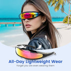 Arenzza futuristic shield sunglasses with lightweight design and reflective lenses, perfect for modern fashion and outdoor wear.