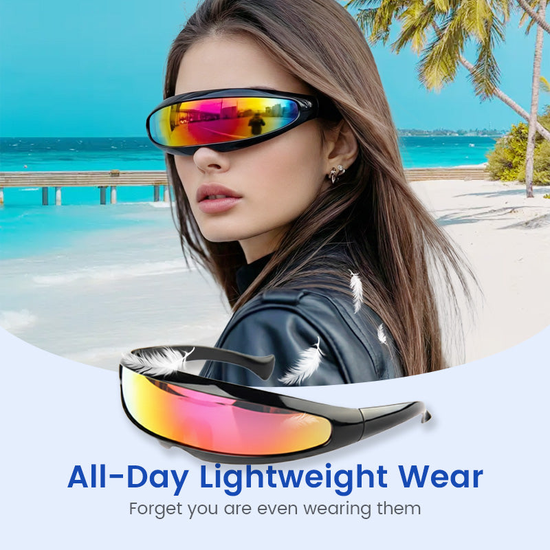 Arenzza futuristic shield sunglasses with lightweight design and reflective lenses, perfect for modern fashion and outdoor wear.